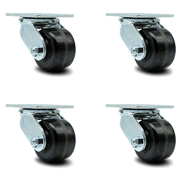 3.25 Inch Phenolic Wheel Swivel Caster Set with Ball Bearings
